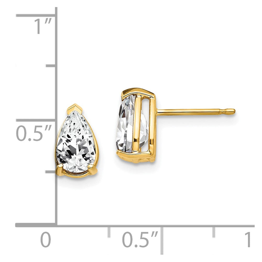 14k 8x5mm Pear Cubic Zirconia Post Earrings