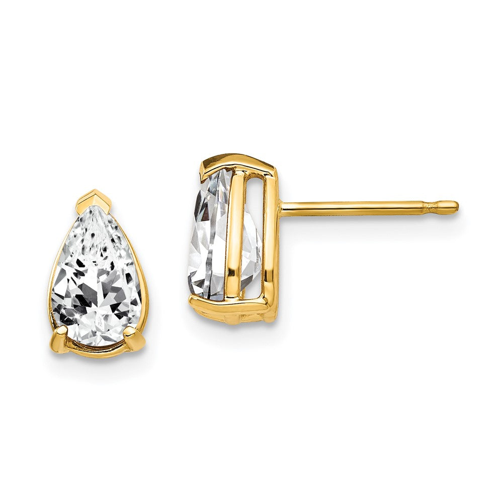 14k Yellow gold;Post;CZ