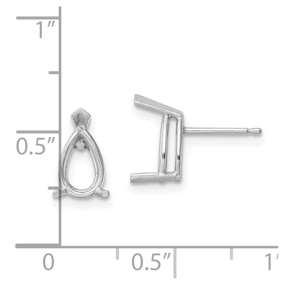 14k White Gold 8x5mm Pear Post Earring Mountings
