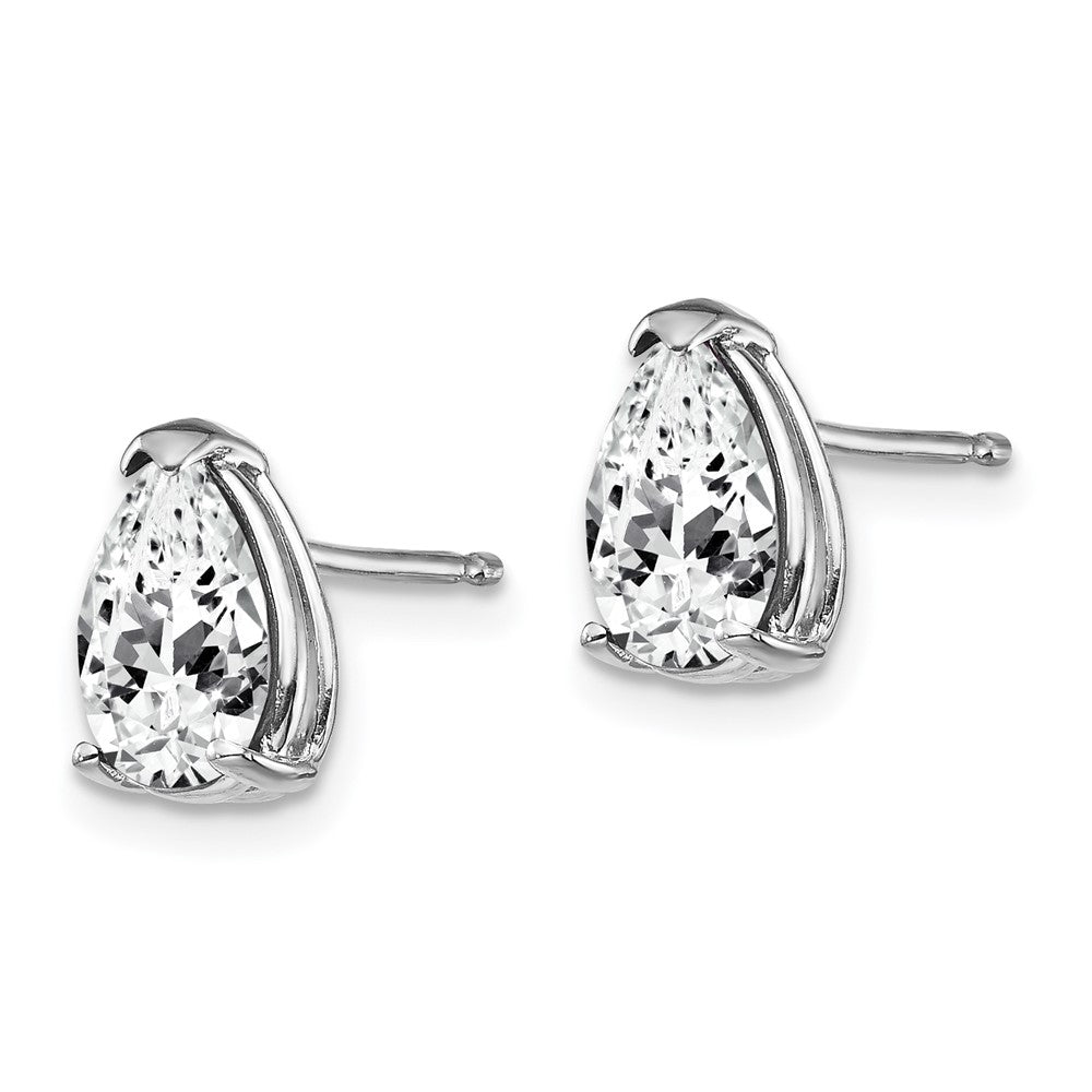 14k White Gold 8x5mm Pear Cubic Zirconia Post Earrings