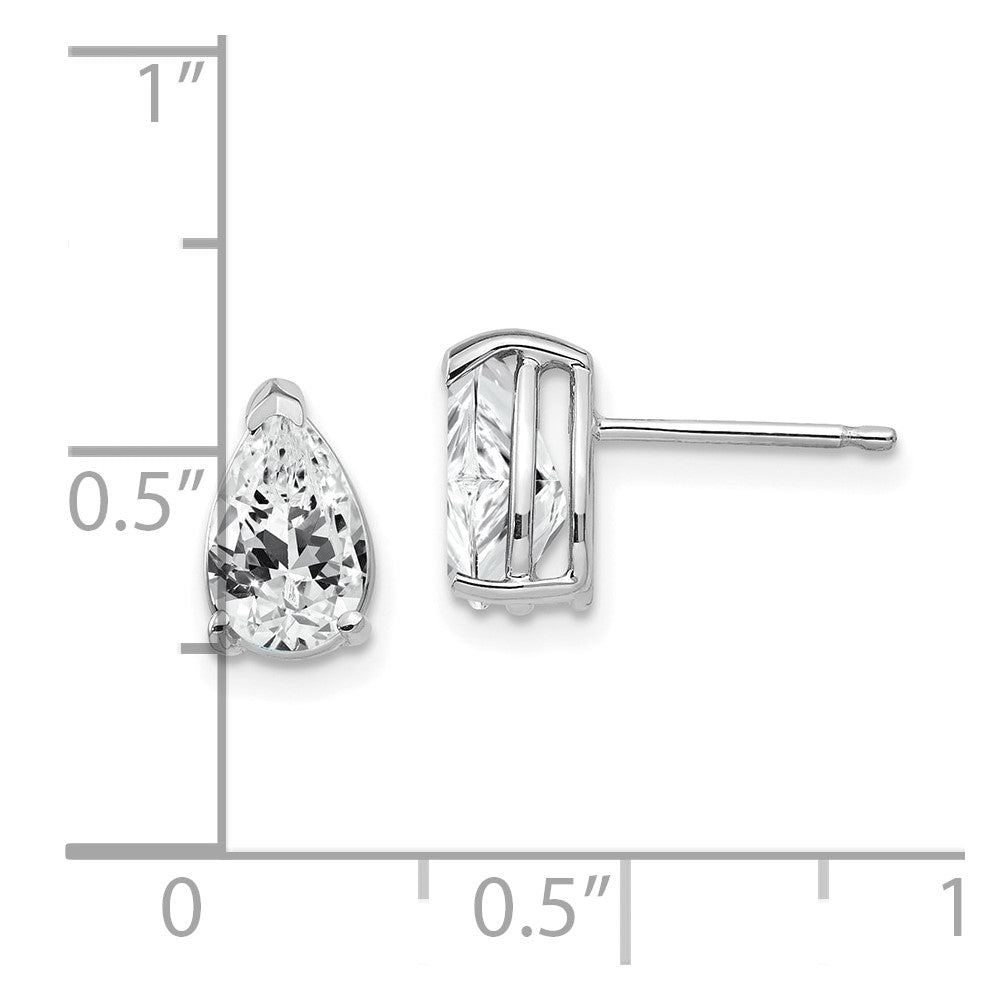 14k White Gold 8x5mm Pear Cubic Zirconia Post Earrings