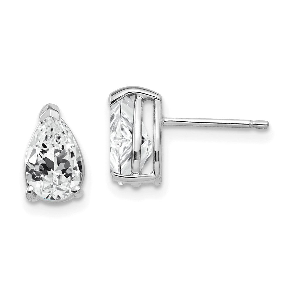 Polished;14K White gold;Post;CZ
