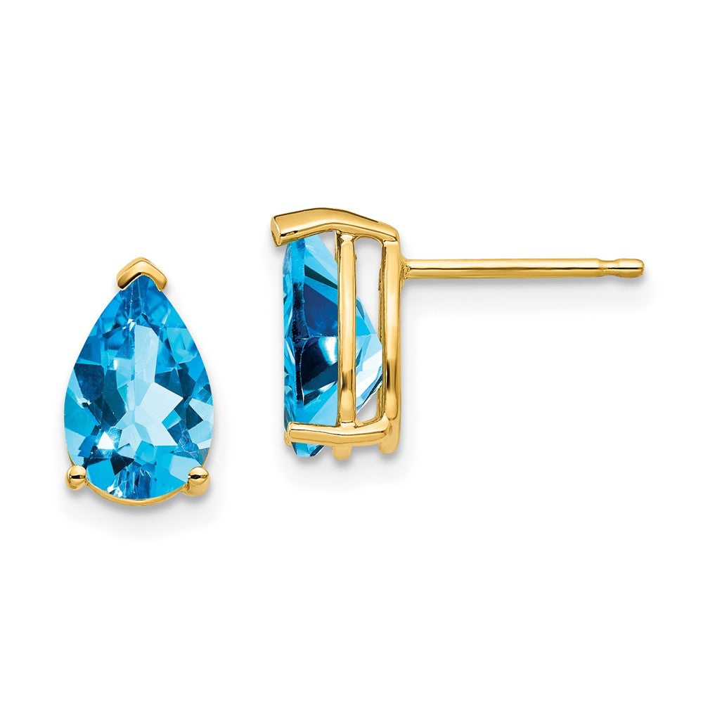 14k Yellow gold;Post;Blue topaz