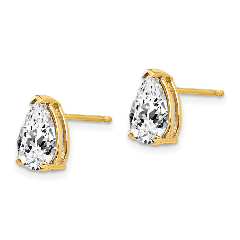 14k 9x6mm Pear Cubic Zirconia Post Earrings
