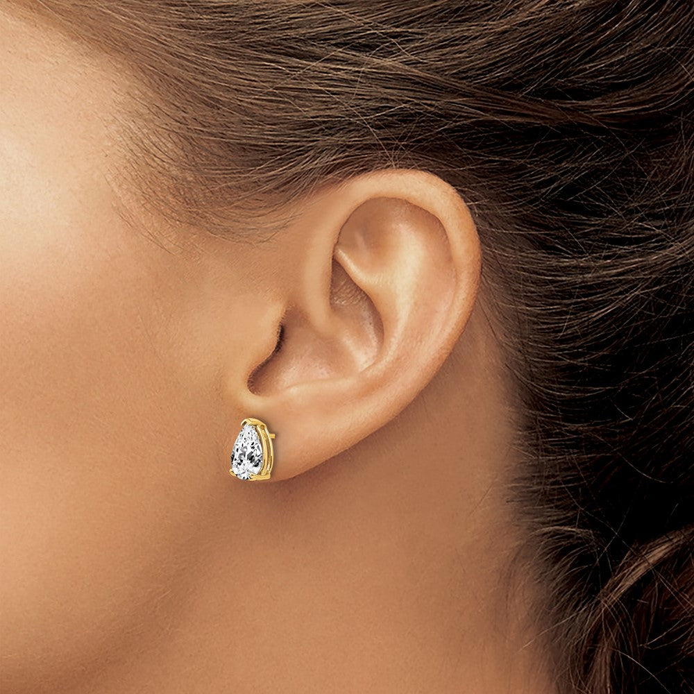 14k 9x6mm Pear Cubic Zirconia Post Earrings
