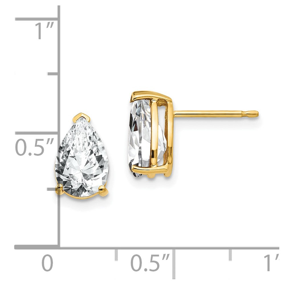 14k 9x6mm Pear Cubic Zirconia Post Earrings