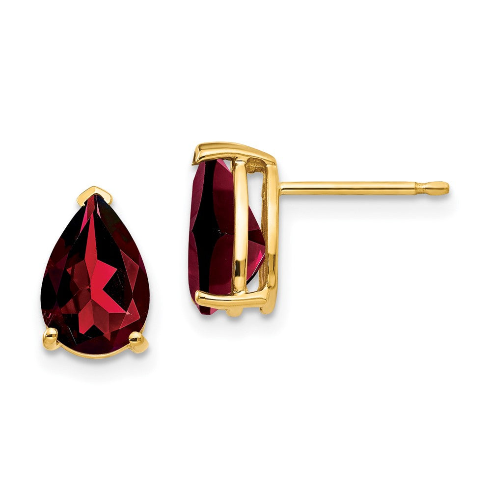 14k Yellow gold;Post;Garnet