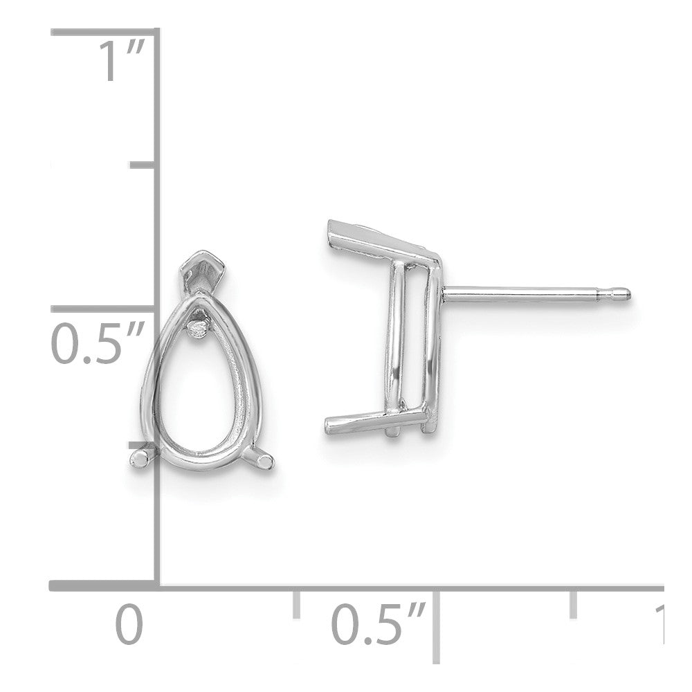 14k White Gold 9x6mm Pear Post Earring Mountings