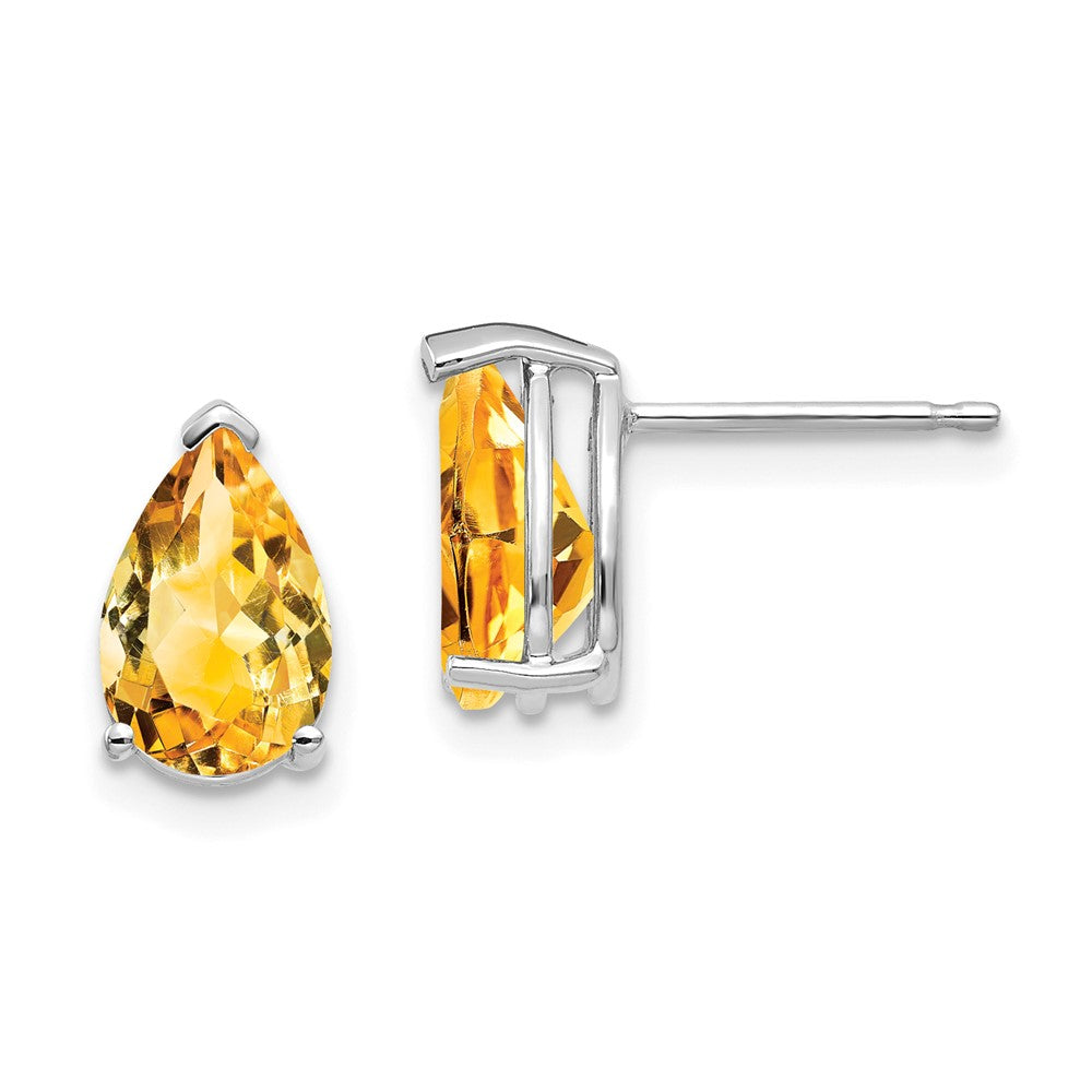 Polished;14K White gold;Post;Citrine