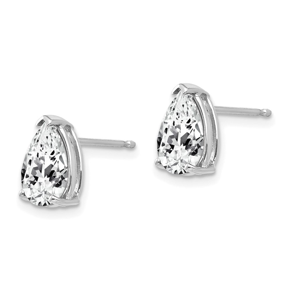 14k White Gold 9x6mm Pear Cubic Zirconia Post Earrings