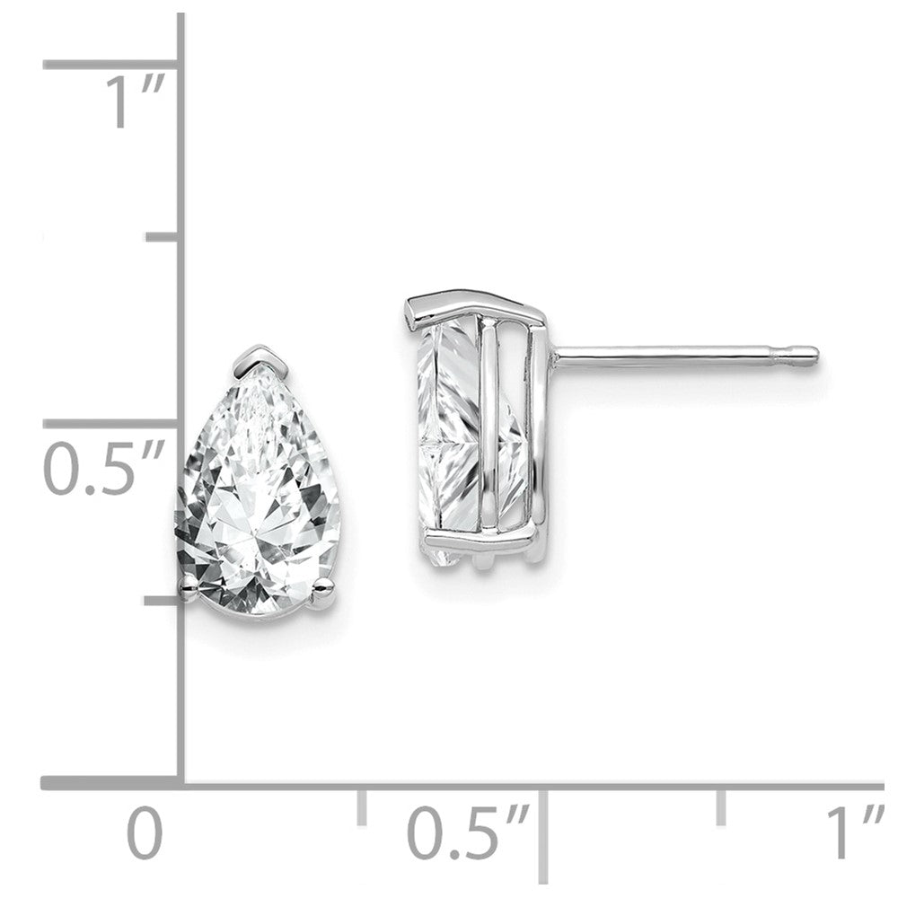 14k White Gold 9x6mm Pear Cubic Zirconia Post Earrings