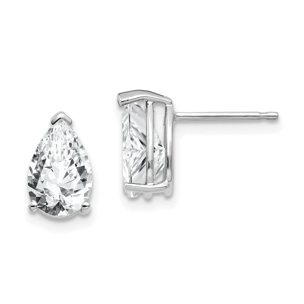 Polished;14K White gold;Post;CZ