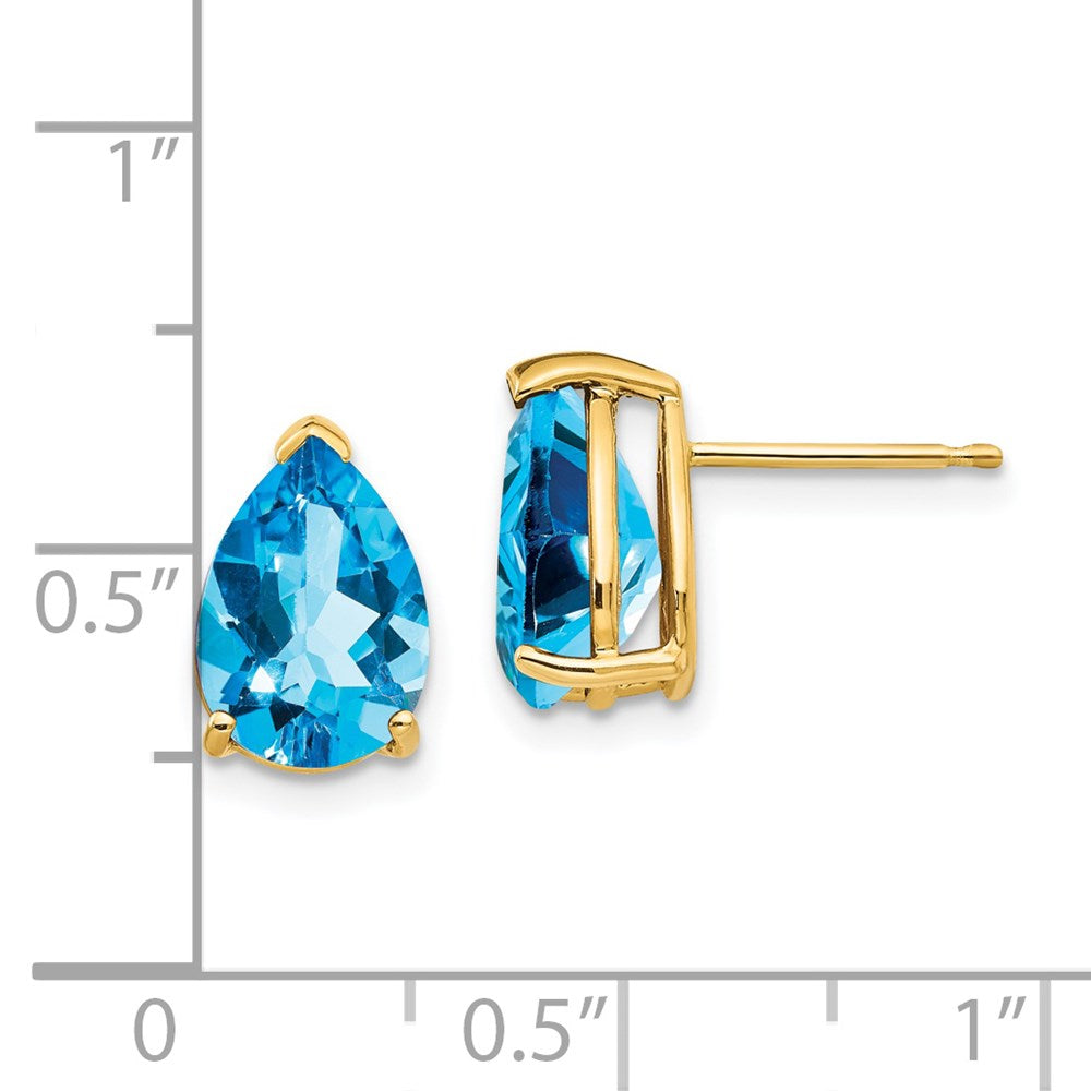 14k 10x7mm Pear Blue Topaz Post Earrings