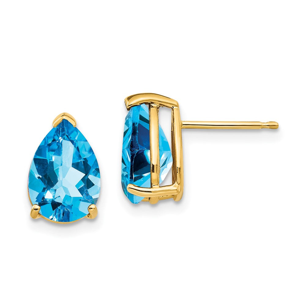 14k Yellow gold;Post;Blue topaz