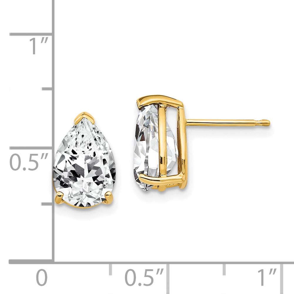 14k 10x7mm Pear Cubic Zirconia Post Earrings