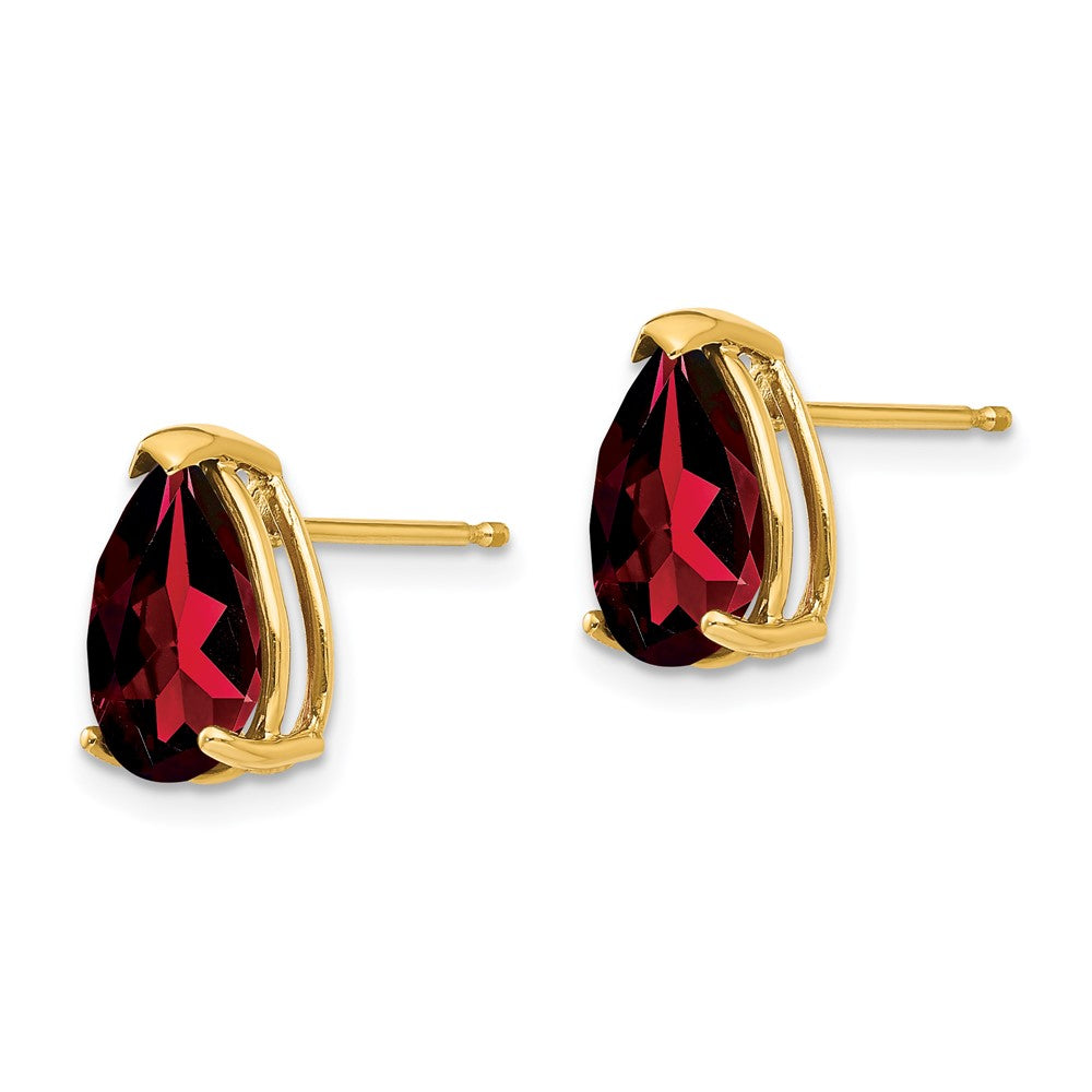 14k 10x7mm Pear Garnet Post Earrings