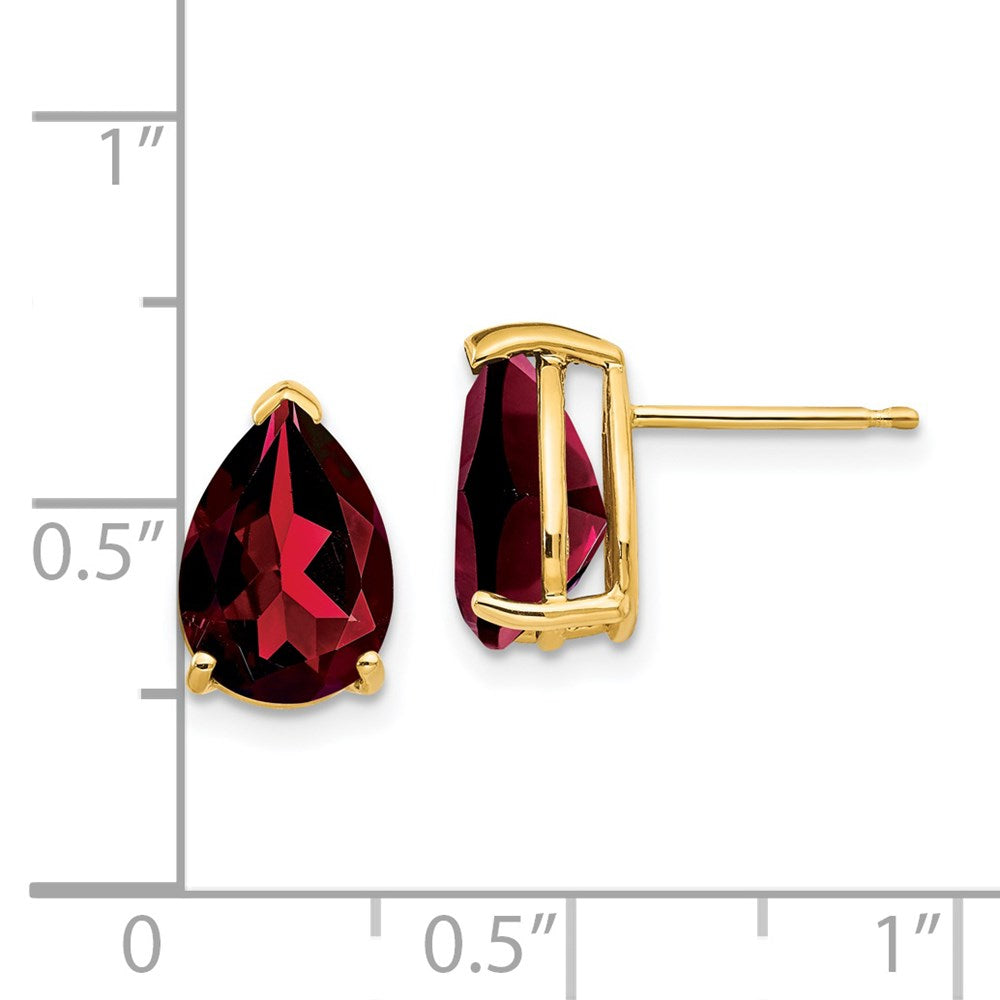 14k 10x7mm Pear Garnet Post Earrings