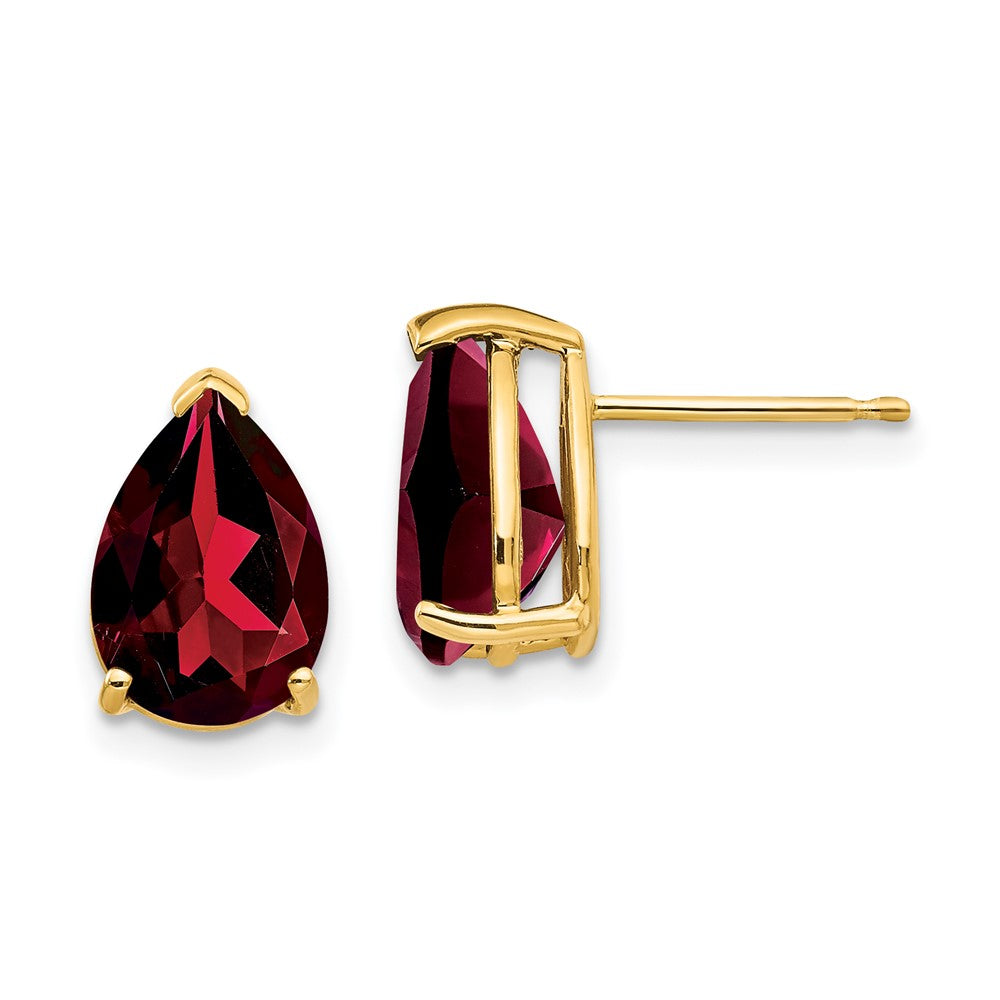 14k Yellow gold;Post;Garnet