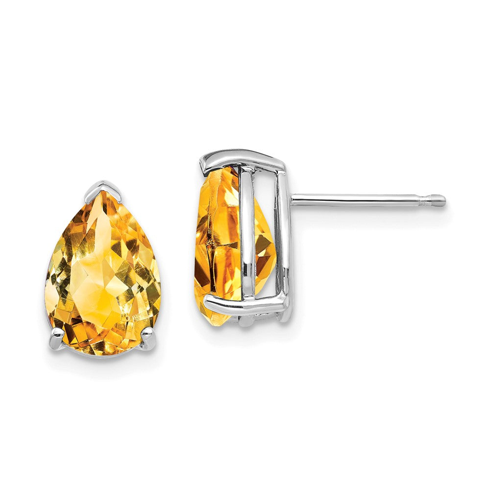Polished;14K White gold;Post;Citrine