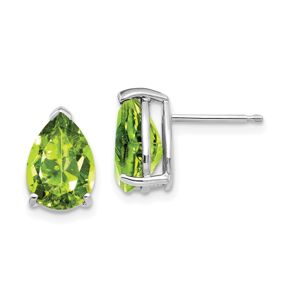 Polished;14K White gold;Post;Peridot