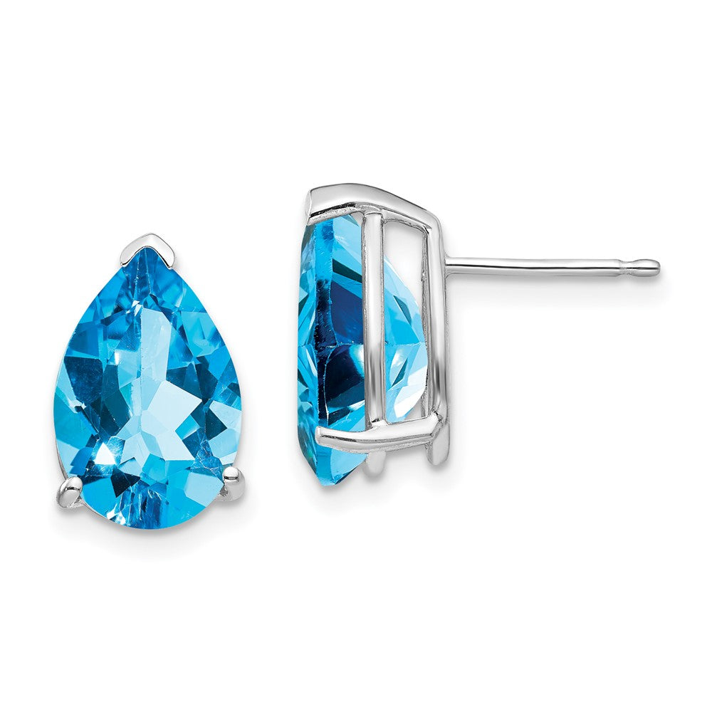 Polished;14K White gold;Blue topaz