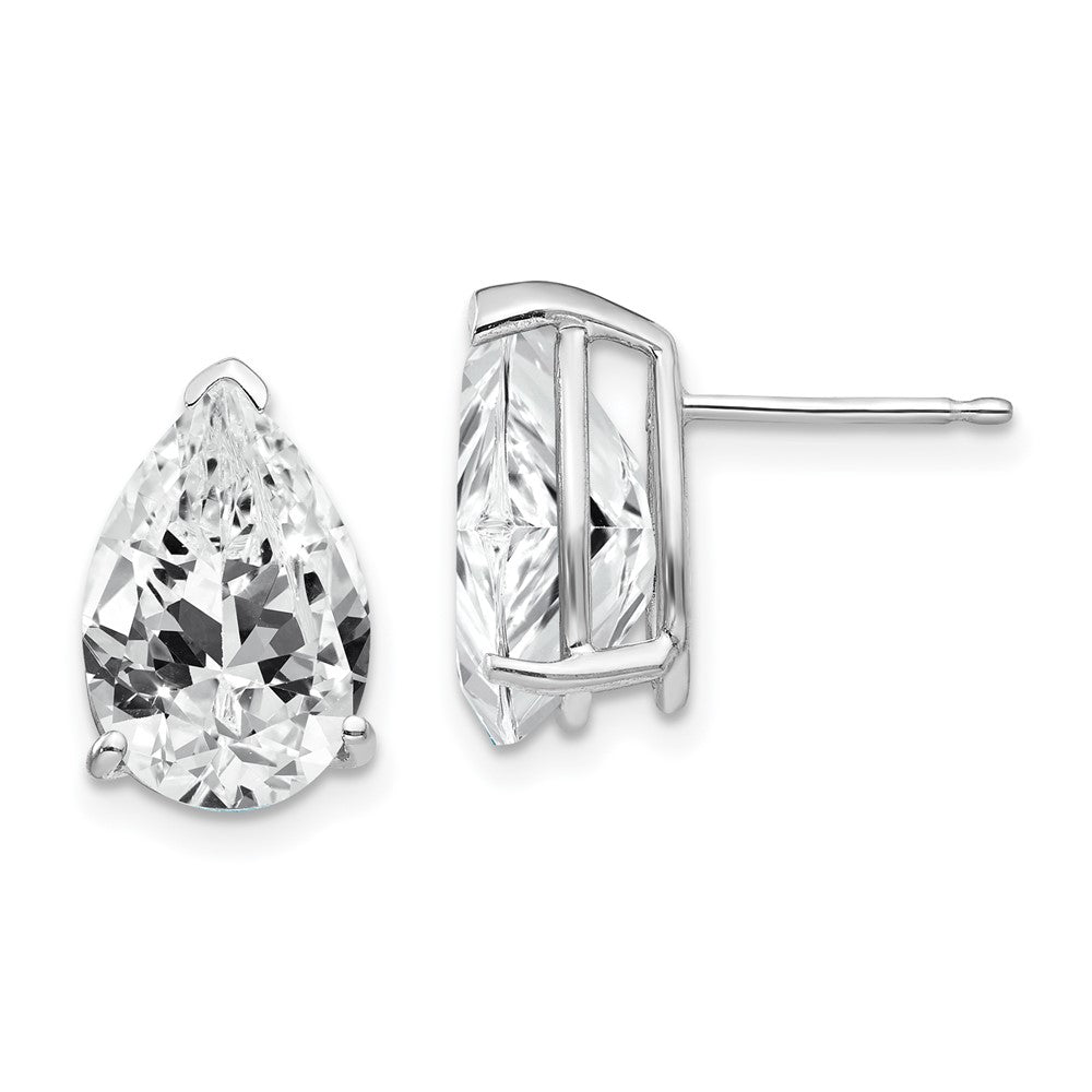 Polished;14K White gold;CZ