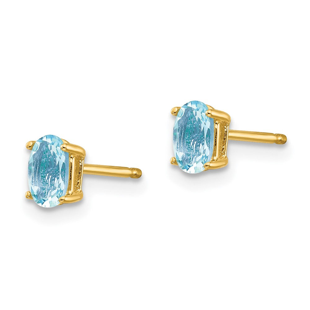 14k 5x3mm Oval Aquamarine Post Earrings