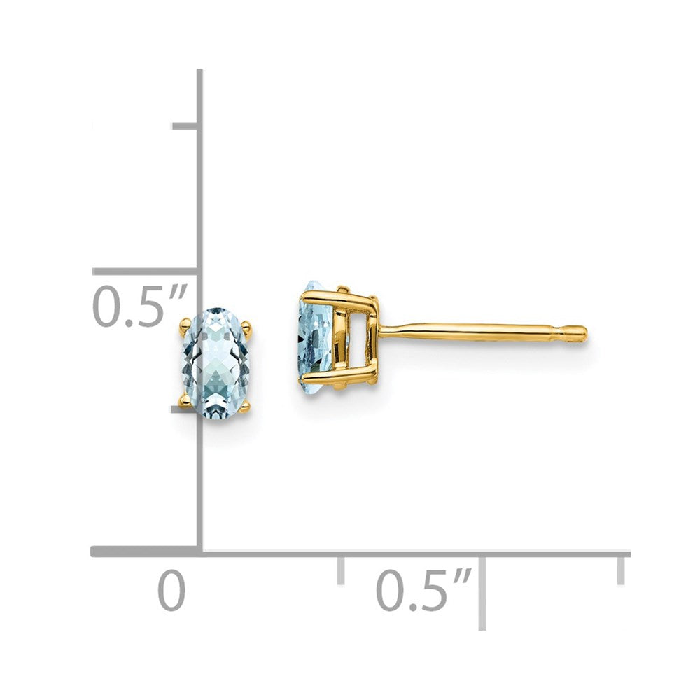 14k 5x3mm Oval Aquamarine Post Earrings