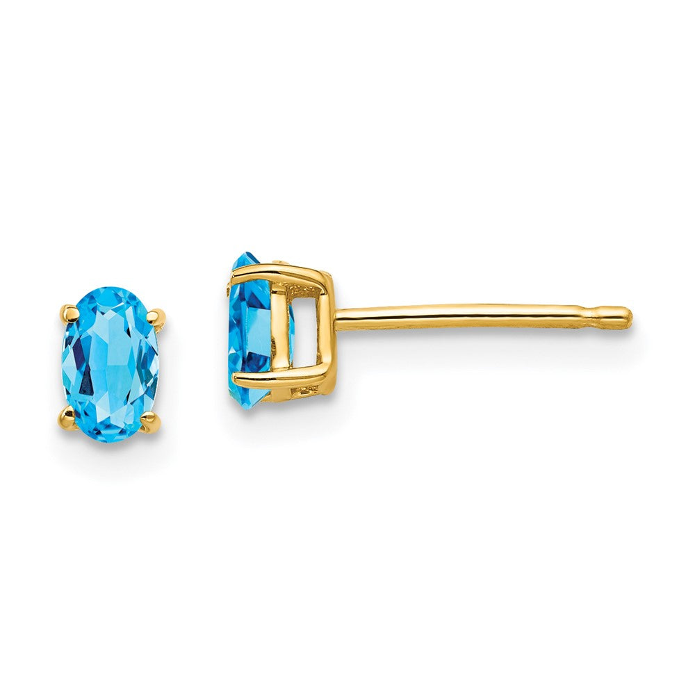 14k Yellow gold;Post;Blue topaz