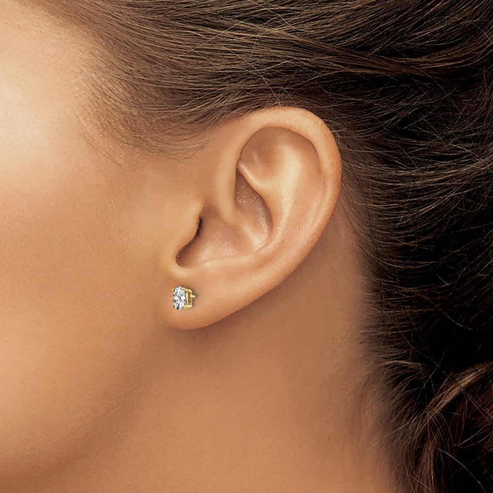 14k 5x3mm Oval Cubic Zirconia Post Earrings
