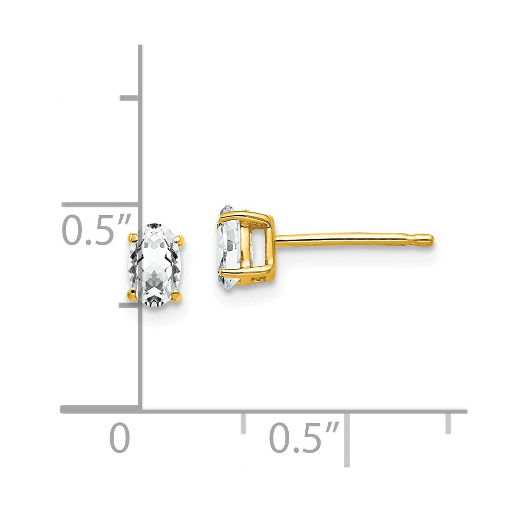 14k 5x3mm Oval Cubic Zirconia Post Earrings