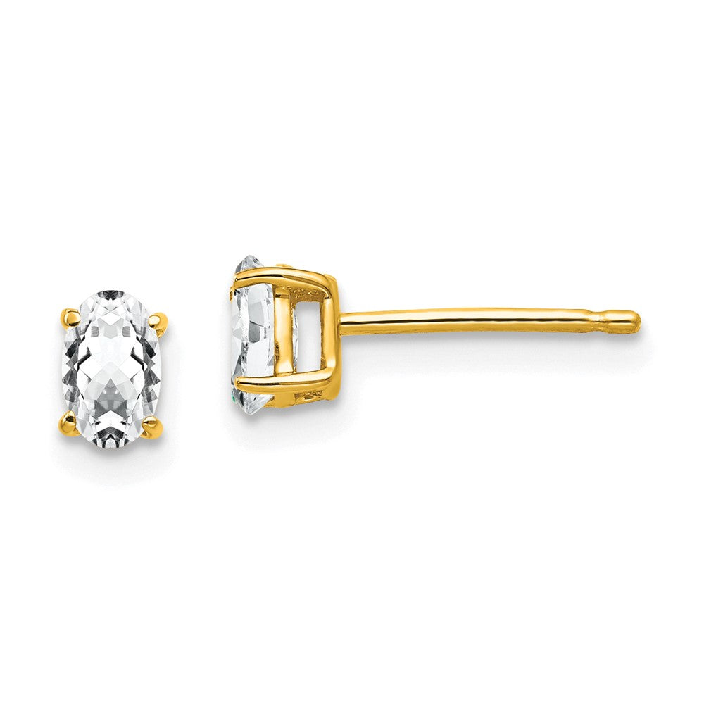 Polished;14k Yellow gold;Post;CZ