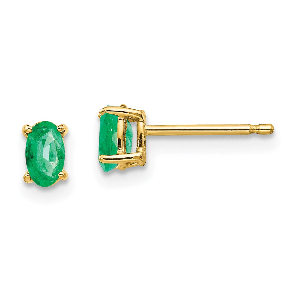 14k Yellow gold;Post;Emerald