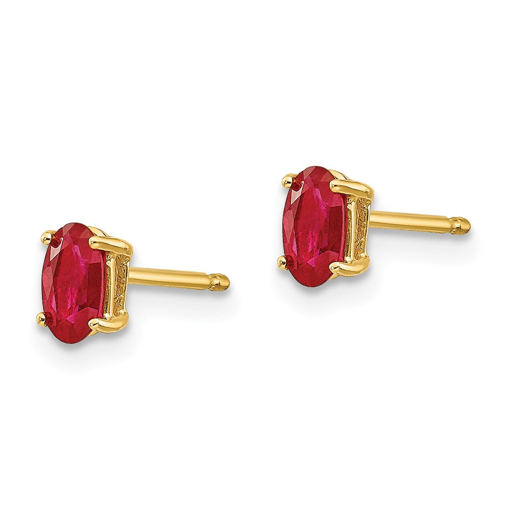 14k 5x3mm Oval Ruby Post Earrings