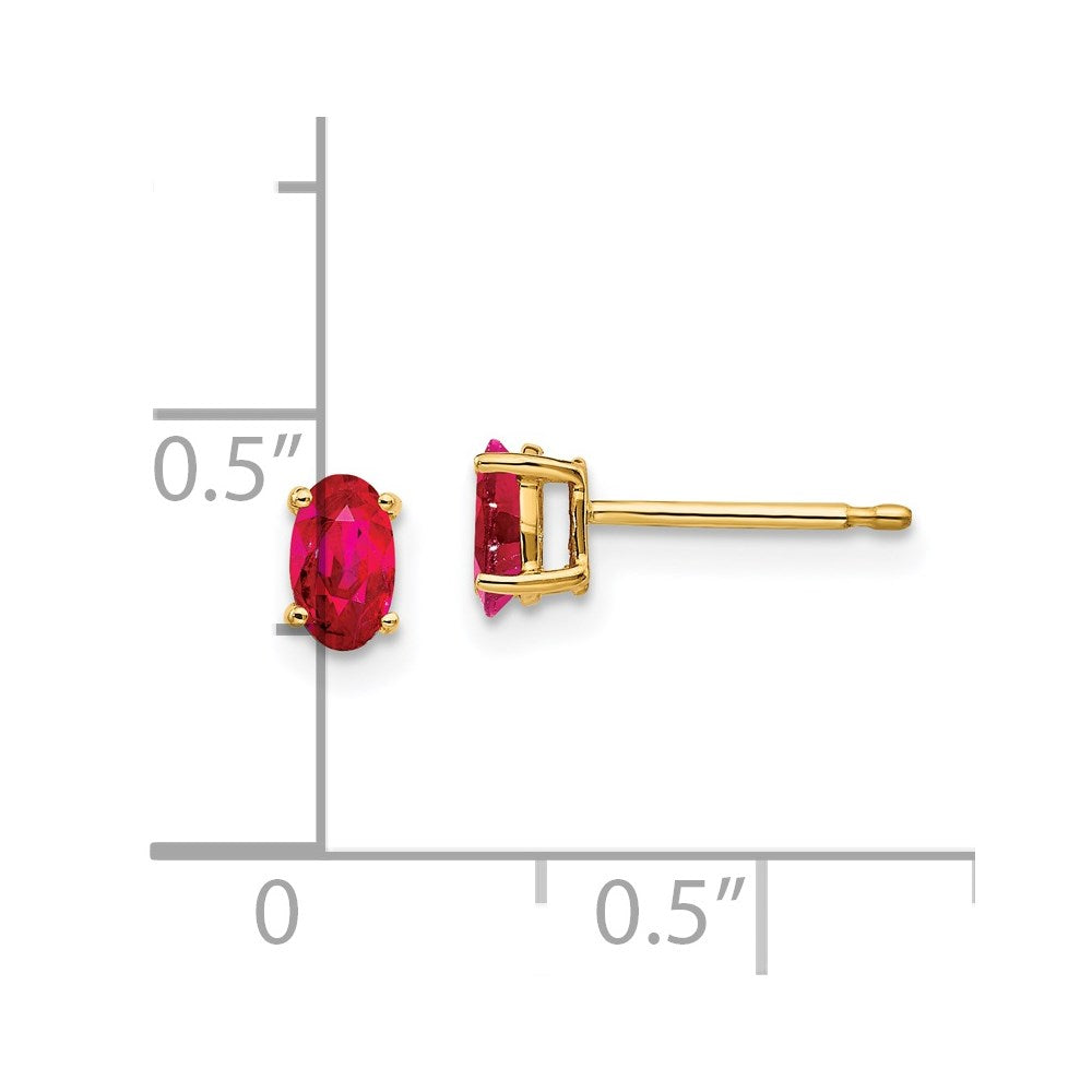 14k 5x3mm Oval Ruby Post Earrings