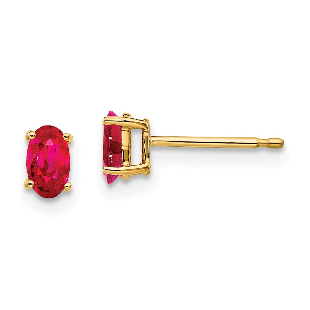 14k Yellow gold;Post;Ruby