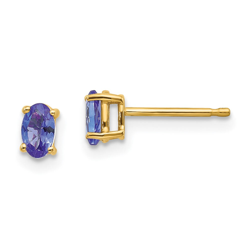 14k Yellow gold;Post;Tanzanite