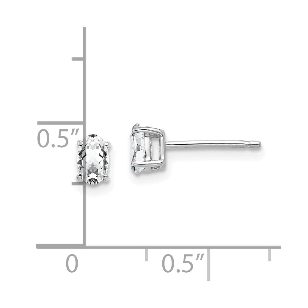 14k White Gold 5x3mm Oval Cubic Zirconia Post Earrings