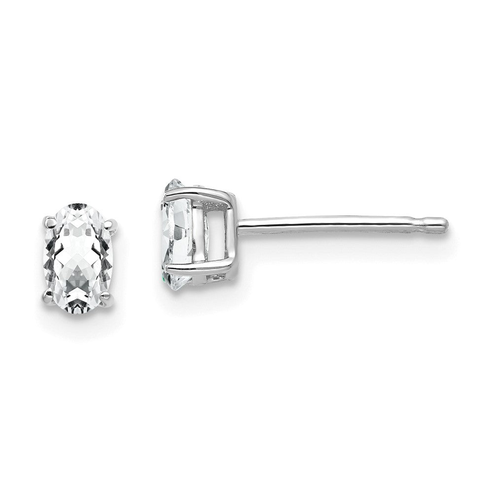 Polished;14K White gold;Post;CZ