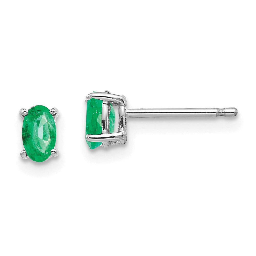 14K White gold;Post;Sapphire