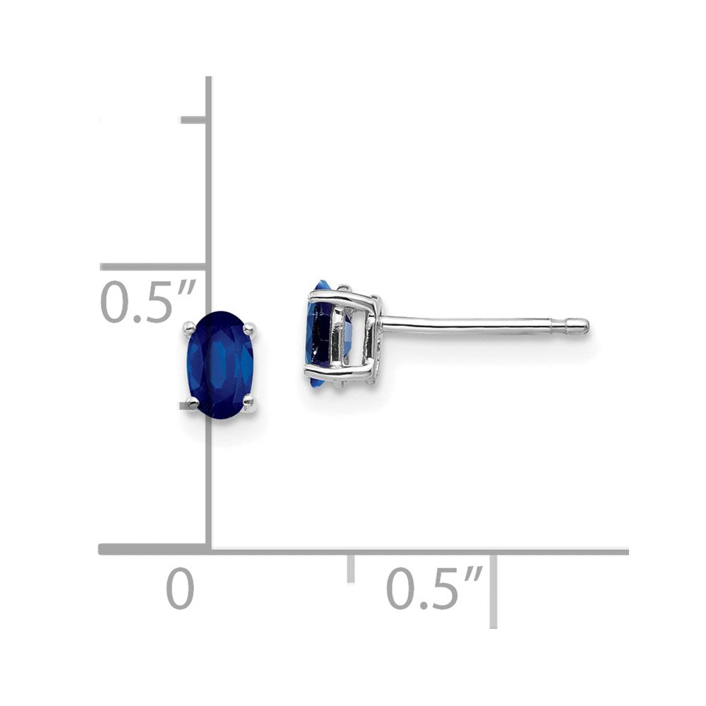 14k White Gold 5x3mm Oval Sapphire Post Earrings