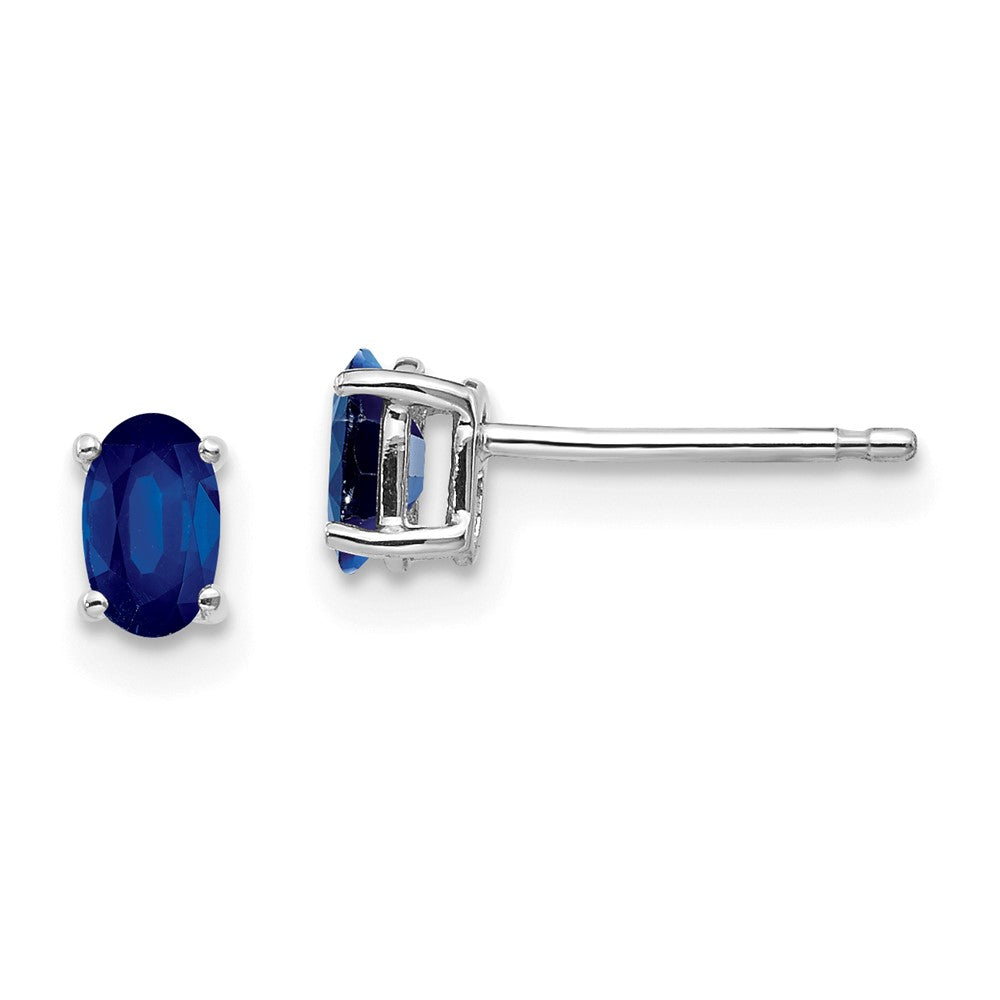 14K White gold;Post;Sapphire