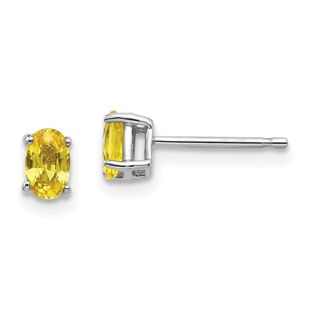 14K White gold;Post;Yellow sapphire
