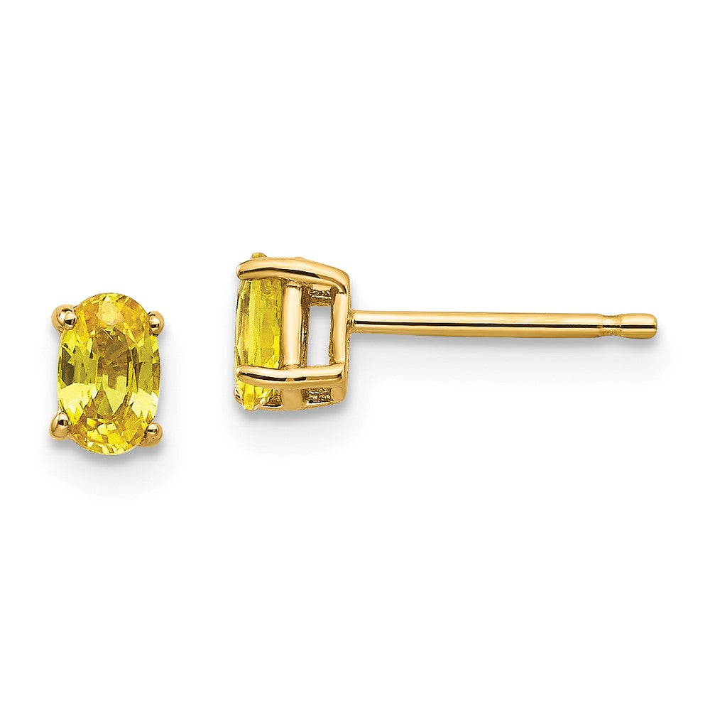 14k Yellow gold;Post;Sapphire