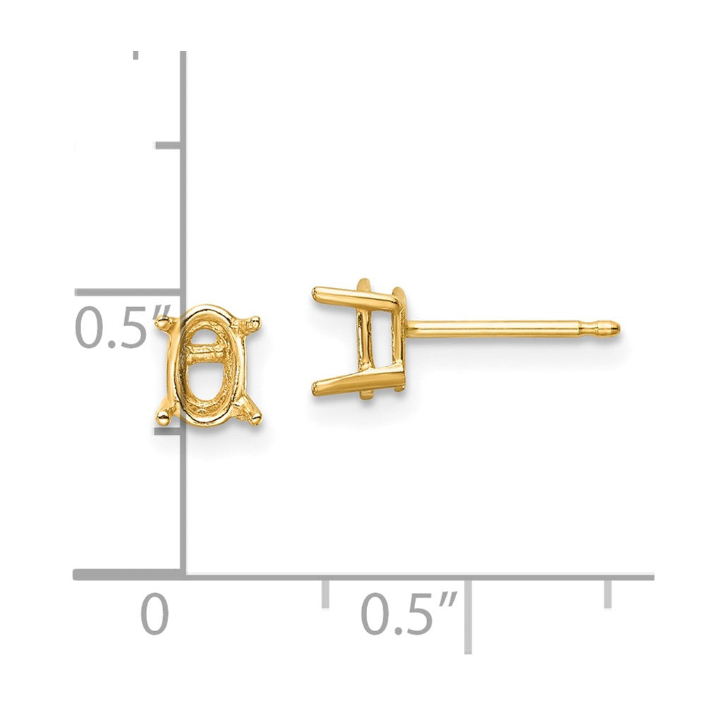 14k 6x4mm Oval Post Earring Mountings