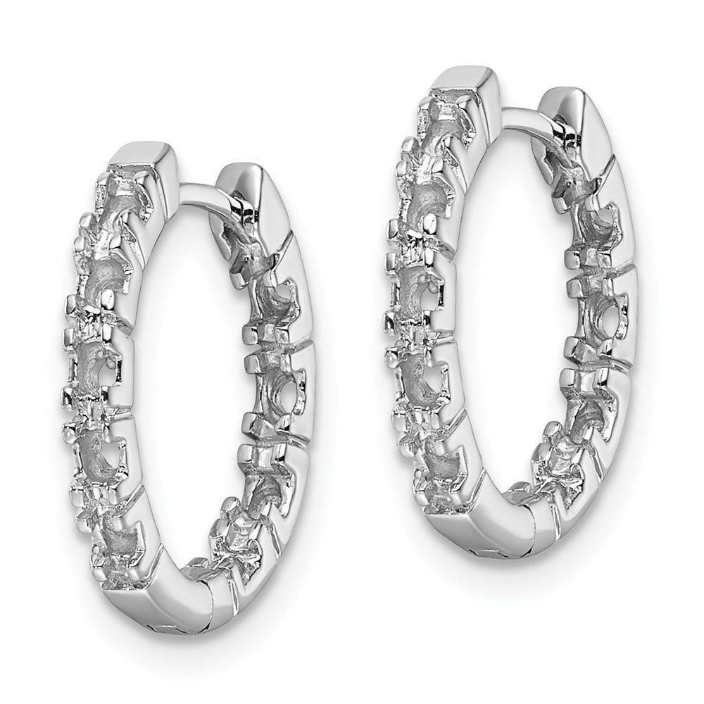 14k White Gold (Holds 18-2.0mm Round) In/Out Hinged Hoop Earring Mountings