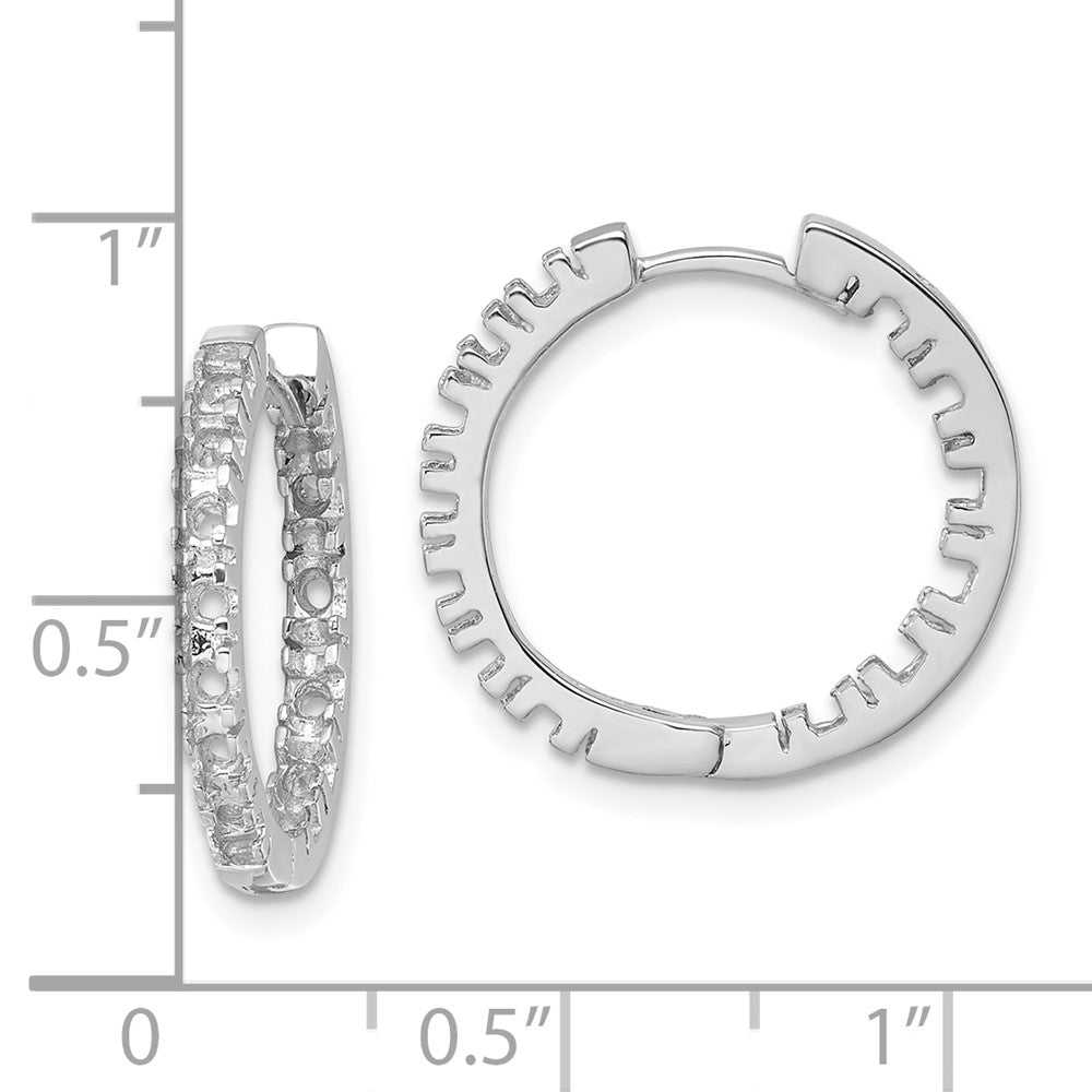 14k White Gold (Holds 18-2.0mm Round) In/Out Hinged Hoop Earring Mountings