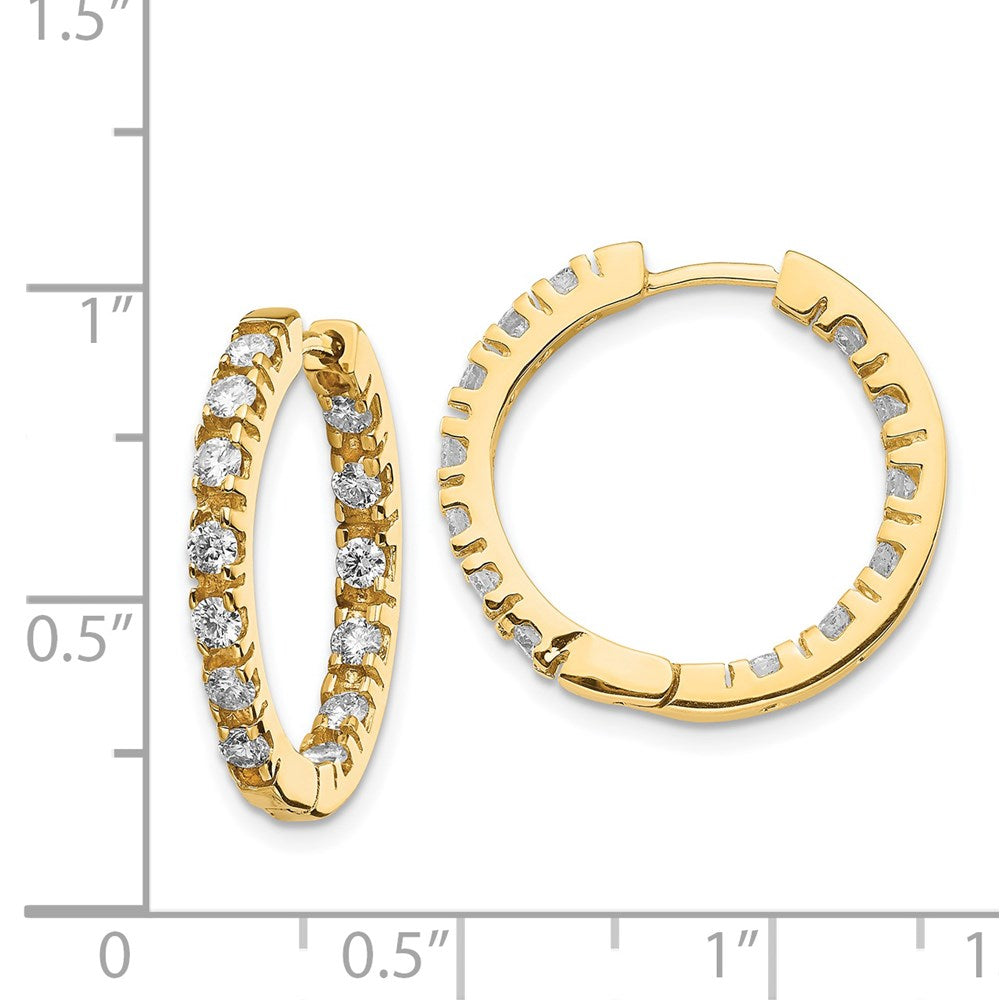 14k 7/8 carat AA Diamond In/Out Hinged Hoop Earrings