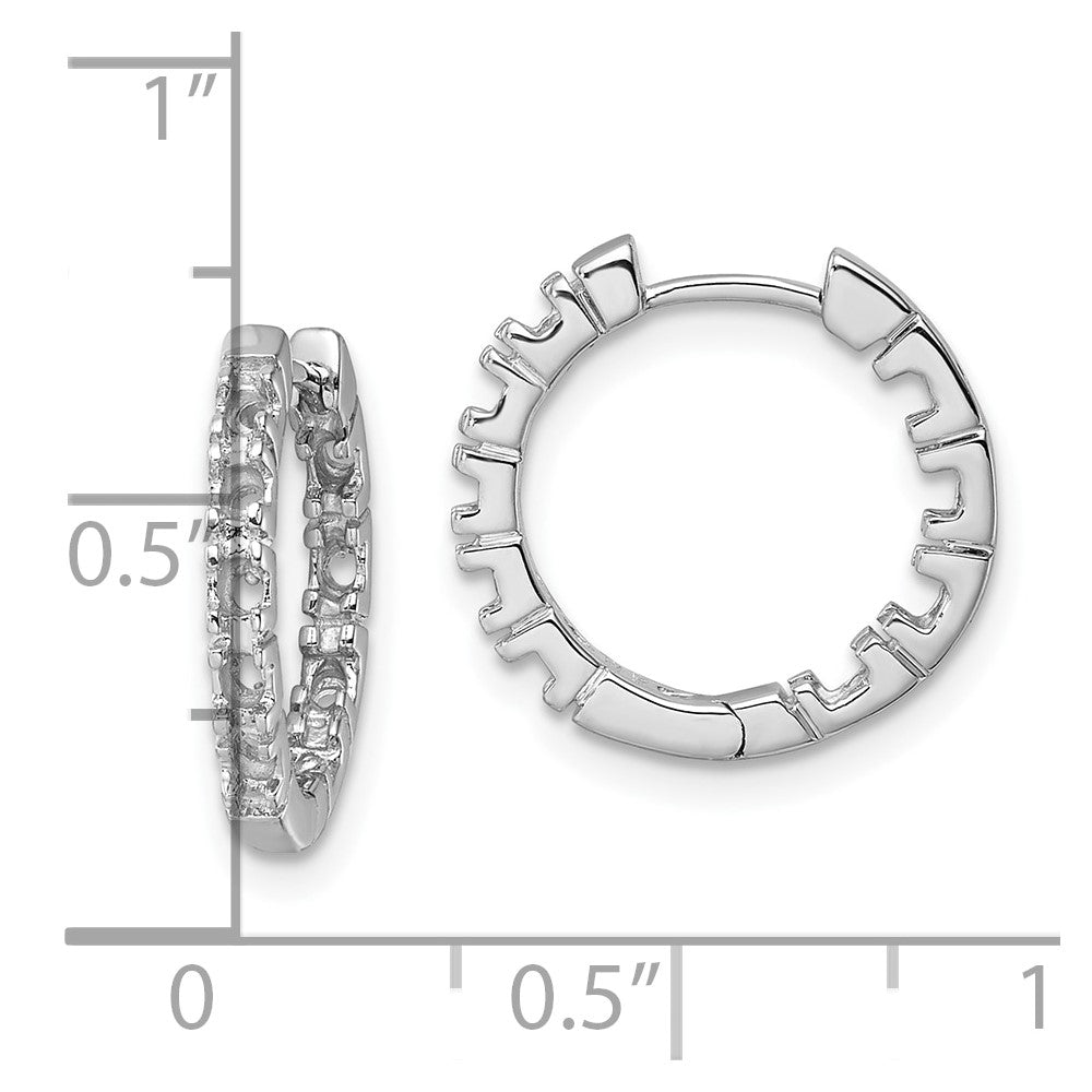 14k White Gold (Holds 26-2.0mm Round) In/Out Hinged Hoop Earring Mountings
