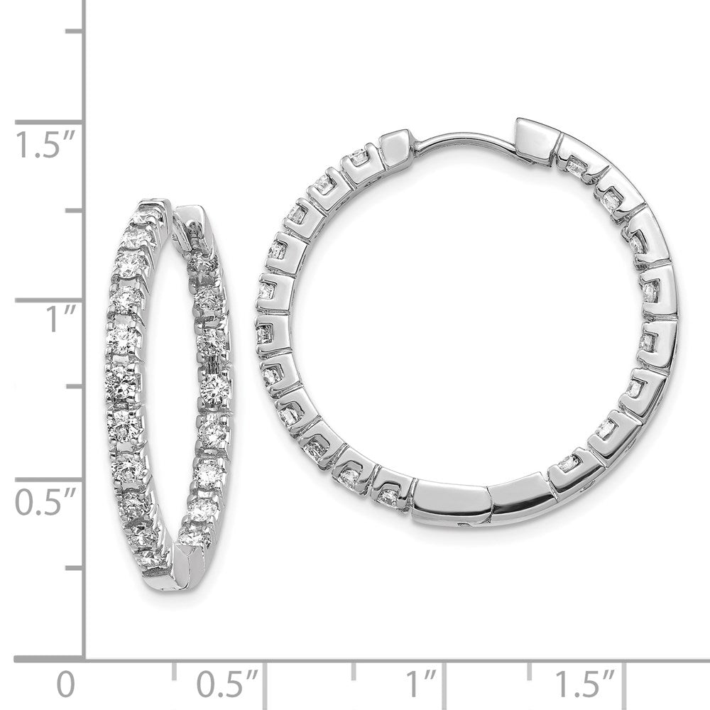 14k White Gold (Holds 38-2.3mm Round) In/Out Hinged Hoop Earring Mountings